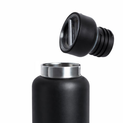 Термос Hike c ланьярдом и манжетой, чёрный