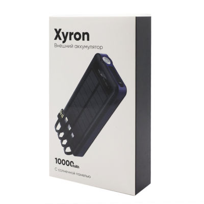 Внешний аккумулятор Xyron с солнечной панелью, 10000 mAh, синий