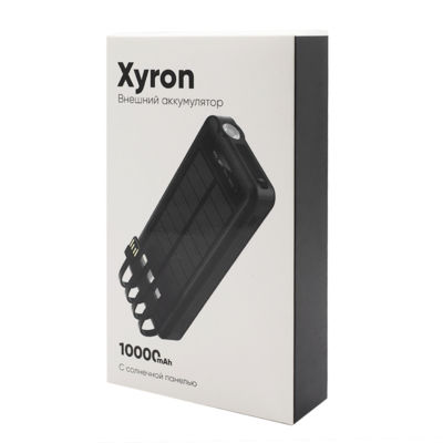 Внешний аккумулятор Xyron с солнечной панелью, 10000 mAh, черный