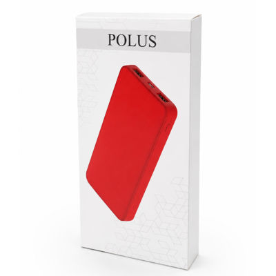 Внешний аккумулятор Polus, 10000 Mah, софт-тач покрытие, красный