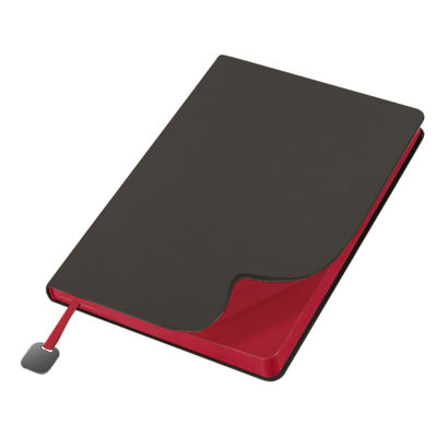 Ежедневник Flexy Velours de Soie Color А5, темно-серый-красный, недатированный, в гибкой обложке