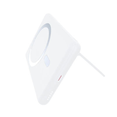 Магнитный внешний аккумулятор Slims с беспроводной зарядкой (15W), 5000 Mah, белый