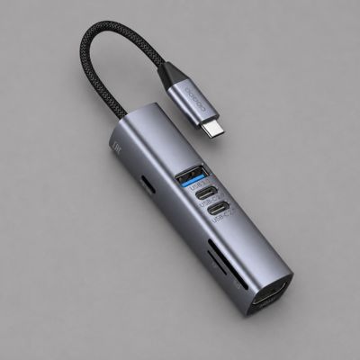 USB-хаб 7 в 1 USB-C - USB-A3.0 + 2хUSB-C + USB-C PD100Вт + HDMI + SD + microSD, серый, Deppa