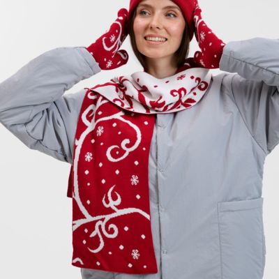 Шарф Adventino, красный с молочным