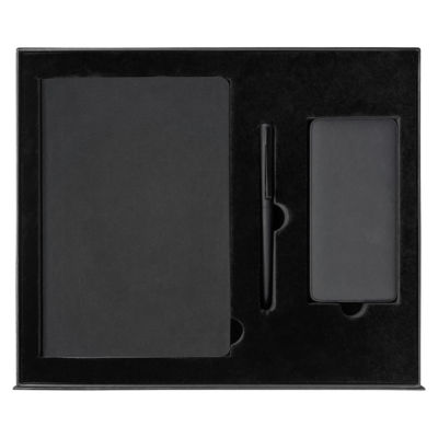 Набор подарочный Solution Prestige Yota Trio (Ежедневник Flexy Latte Color А5, Внешний аккумулятор (powerbank) «WeCharge Velvet», ручка SAMURAI Requis ) в подарочный коробке, черный