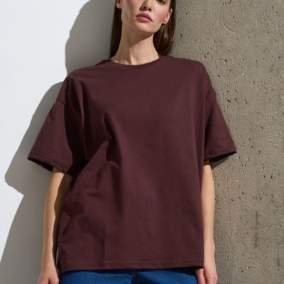 Футболка Oversize Premium, коричневая (шоколад)