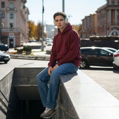 Худи мужское оверсайз Premium Heavy, бордовое