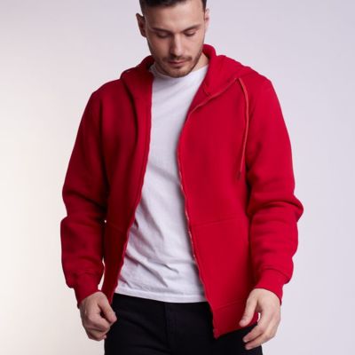 Худи на молнии Premium Heavy, красное