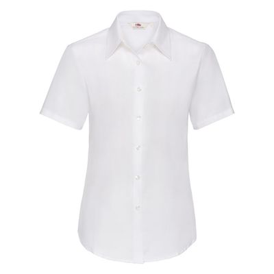 Рубашка "Lady-Fit Short Sleeve Oxford Shirt", белый_M, 70% х/б, 30% п/э, 130 г/м2