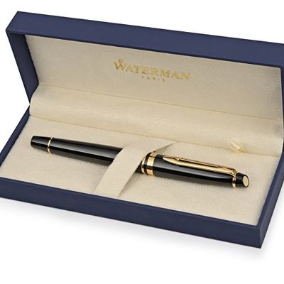 Ручка-роллер Waterman Expert 3, цвет: Black Laque GT, стержень: Fblk